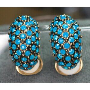 Earrings "Hugs From Heidi" Half Hoop Crystal Pave TWO PAIR